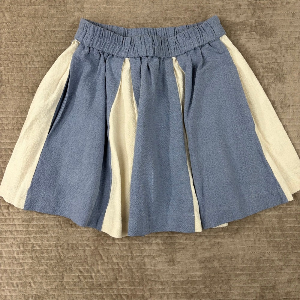 Fashion Brand Company Penelope Gazin Blue Cream Colorblock Mini Skirt‎ Small